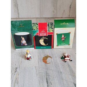 Hallmark‎ miniature variety Santa jumping jack Moon ornament Xmas set